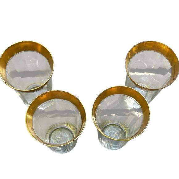 Set of 4 Vintage Tiffin Franciscan Gold Rimmed Glassware Juice Glass Mad Men - Picture 4 of 6